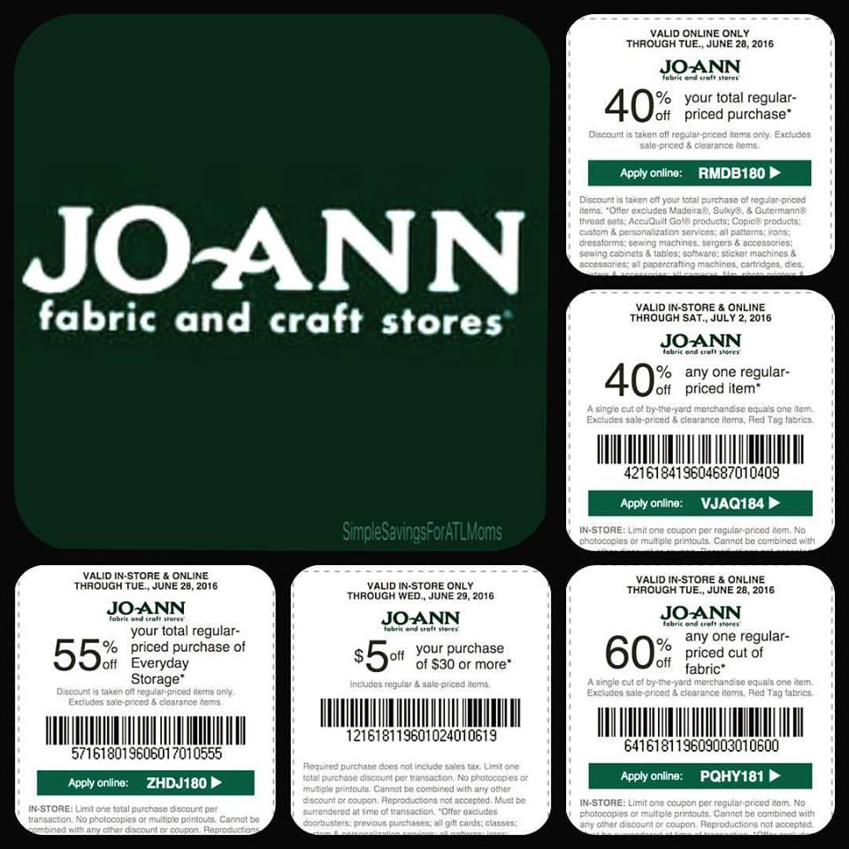 Are you crafty? JoAnn fabric store coupons are available