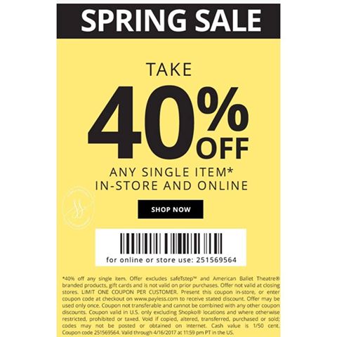 Save 40% on any single item at Payless -