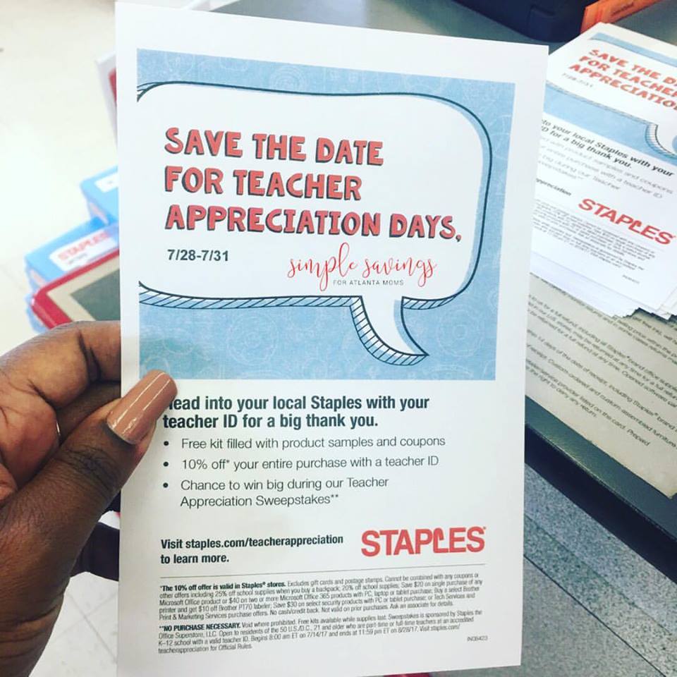 Staples Teacher Appreciation Days (Save this date)