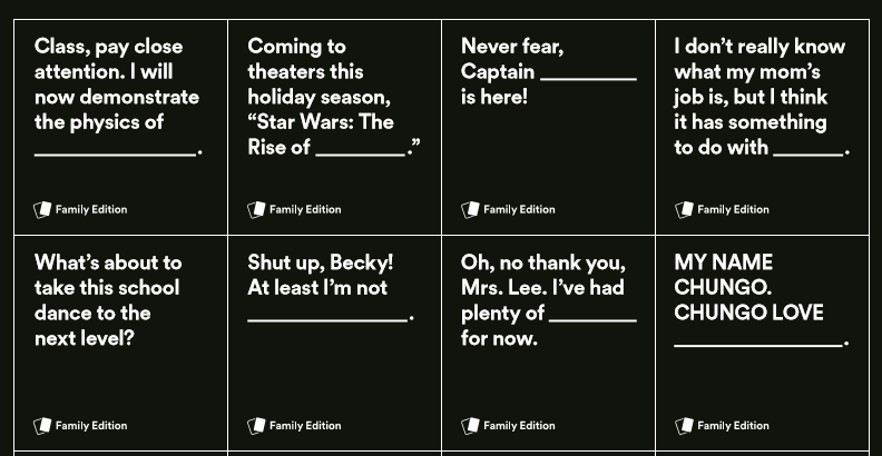 FREE PRINTABLE CARDS AGAINST HUMANITY