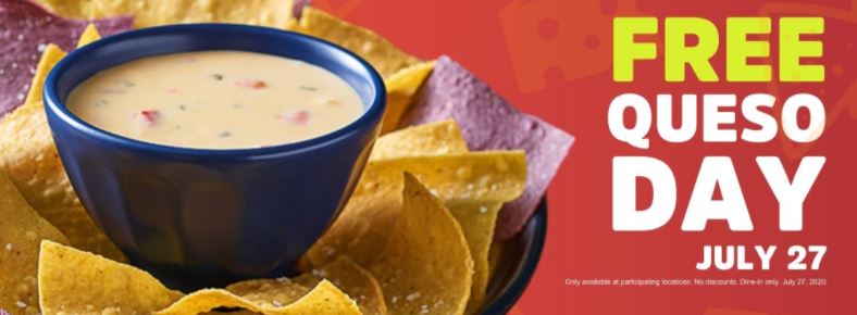 FREE QUESO DAY AT RUBY TUESDAY TODAY ONLY!
