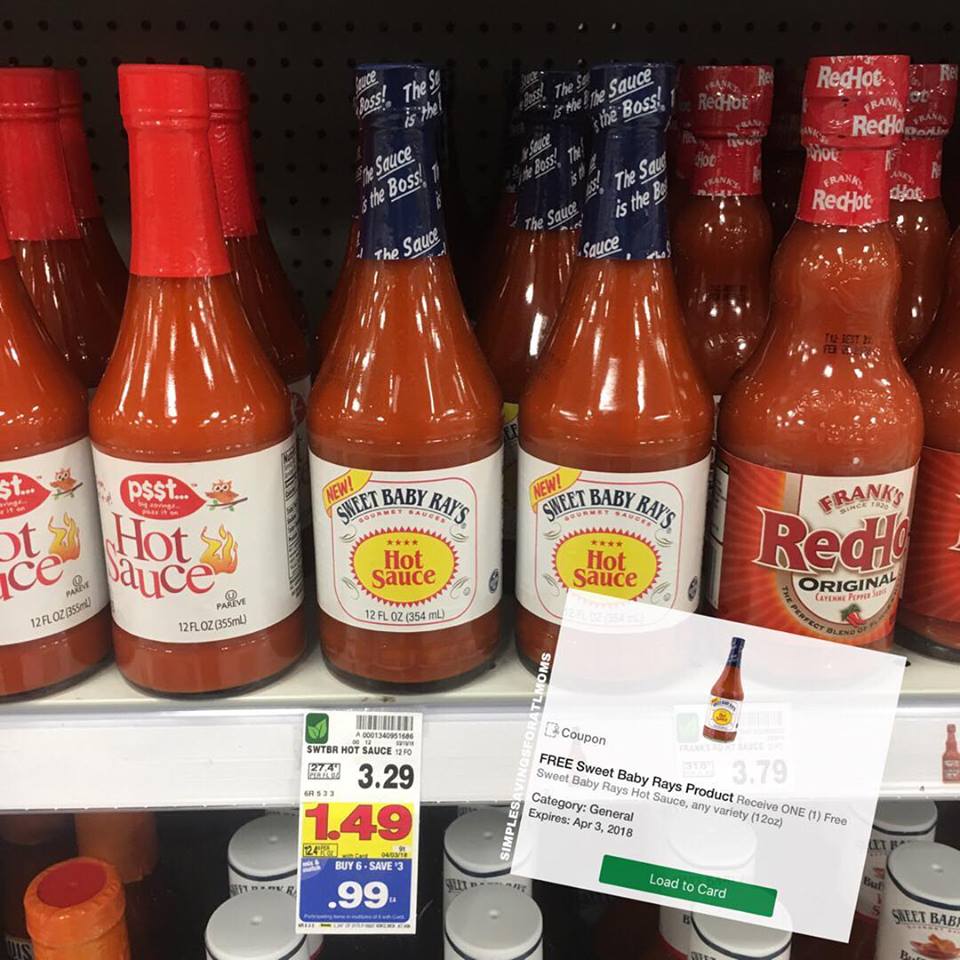 FREE SWEET BABY RAYS HOT SAUCE AT KROGER (USE YOUR PHONE)